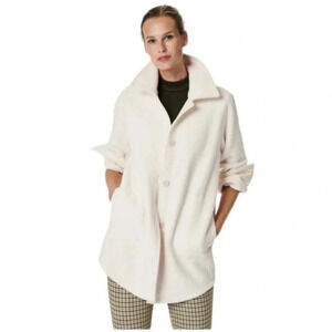 Spanx Fleece Shirt Jacket Sherpa Shacket in Cream Size Medium